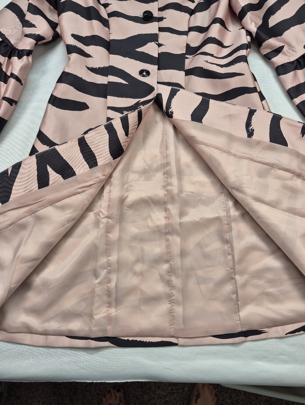 Ashro Women's Med Tiger Stripe Bell Sleeve Jacket Dress Lightly Lined  NWT $150 - Picture 7 of 16